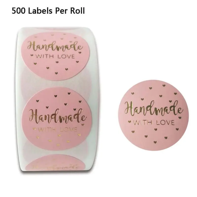 

500pcs/roll Pink DIY Handmade Thank You Stickers Wedding Package Seal Labels