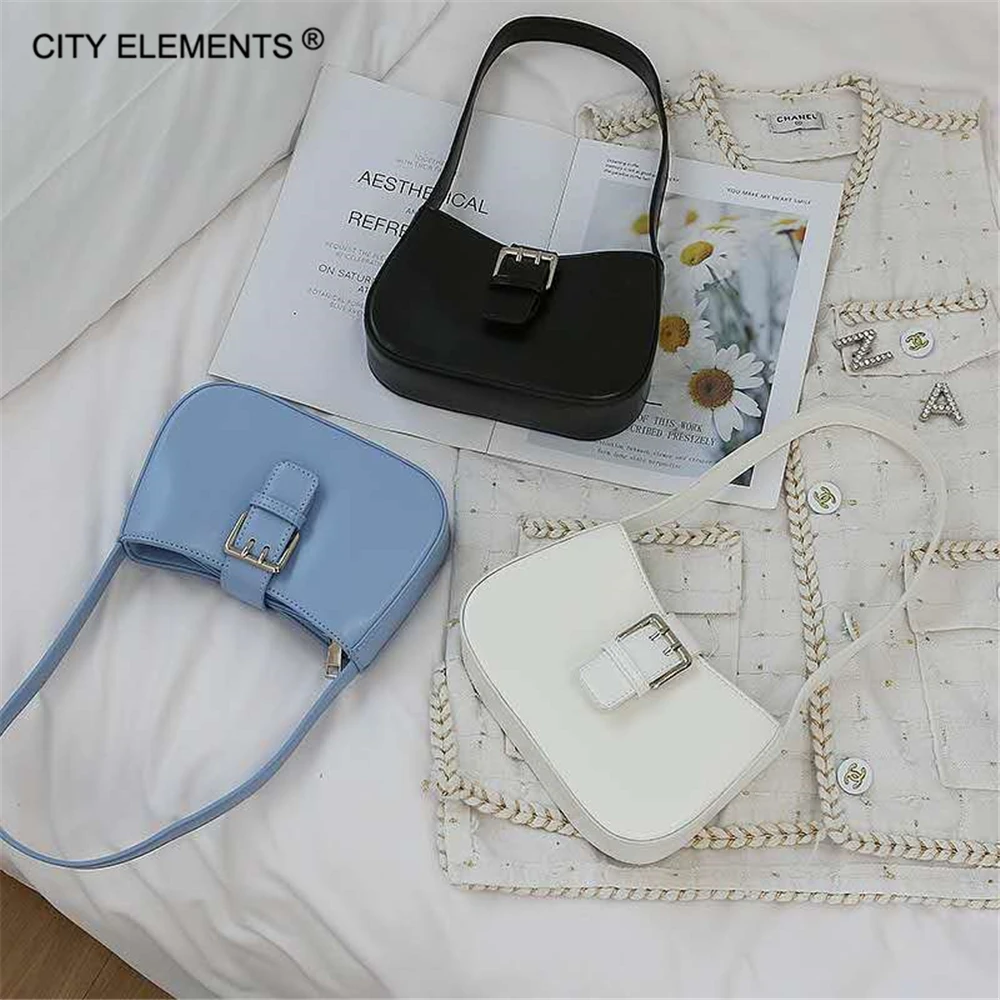 Nueva moda de verano para mujer, bolso de hombro cuero de Lisa elegante, baguette debajo del brazo, bolsos pequeños, de mano informales|Bolsos de - AliExpress