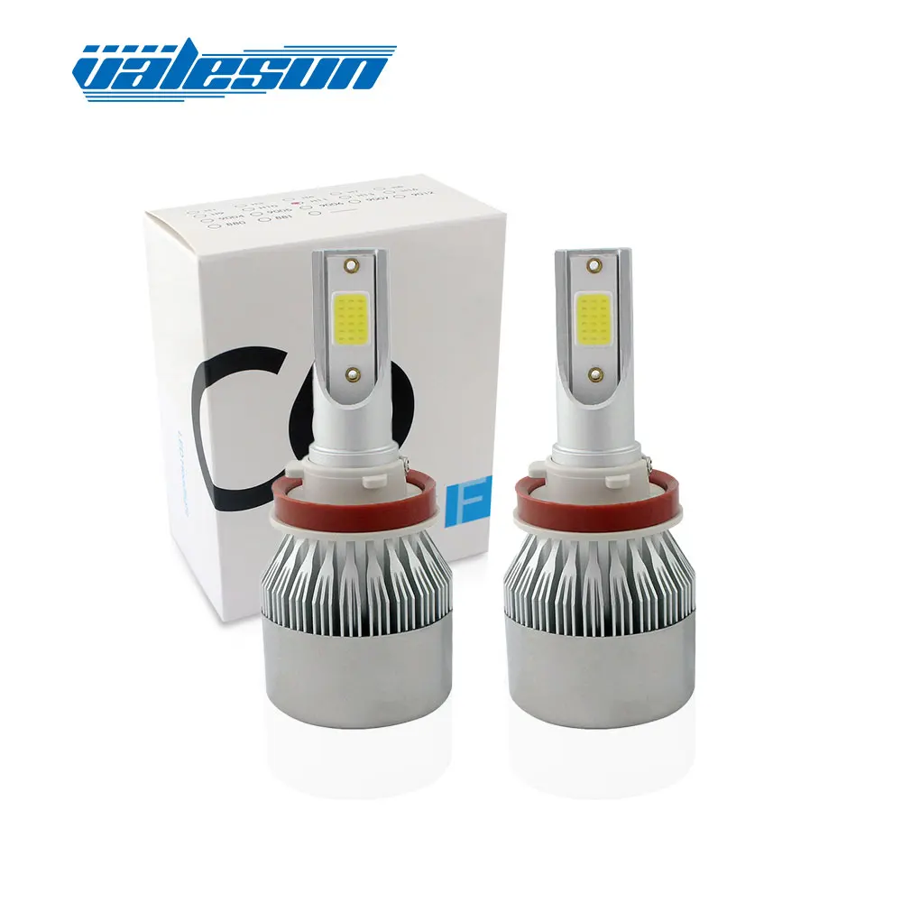 C6 COB Chip LED Car Headlamp Kit H1 H3 H7 H8 H9 H10 H11 HB3 HB4 H27/880/881 5202 9012HIR2 H4 H13 9004 9007 6000K White Canbus | Автомобили