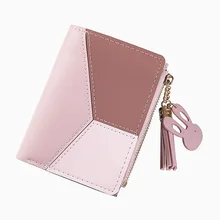 New Purse Short Style Lady Zipper Wallet Female Student Korean Version Patchwork Color Tassel Joker Purse Card Bag Fashion Walle