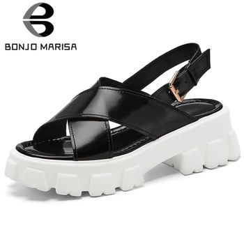 

BONJOMARISA leisure female fashion sandals platform buckle strap chunky thick soled fashion sandals women brand shoes woman