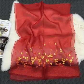 

Women Scarf High Quality Artificial Gray Silk Print Flower Competitive Price Fashion Long Black