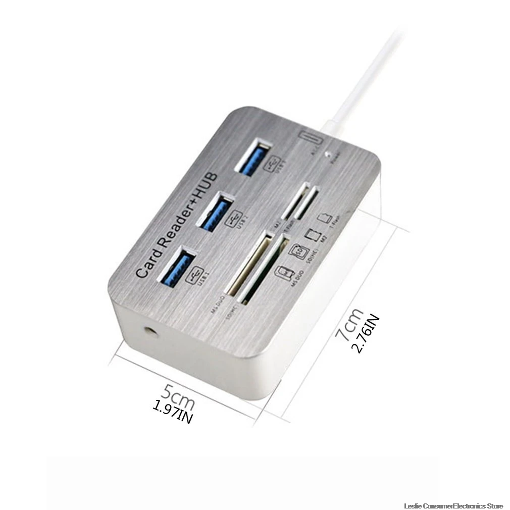 USB 3,0 док-станция USB 3,0 высокое Скорость 7 в 1 устройство для чтения карт памяти флеш адаптером MS/M2/переходник для sd-карт зарядное устройство с 3 usb-портами для разветвитель комбо из алюминиевого сплава