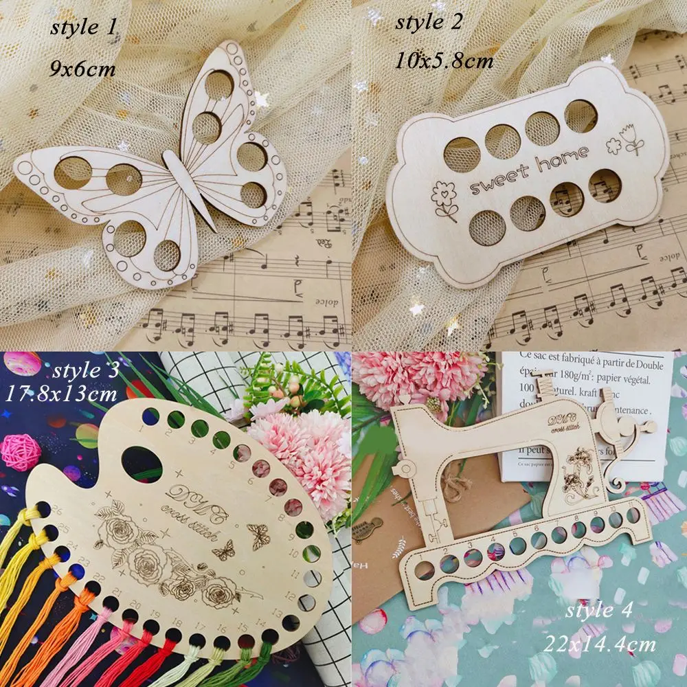 Natural Wooden Cross Stitch Thread Board Holder Love Heart Thread & Yarn Organizer Cross Stitch Supplies cross stitch tools