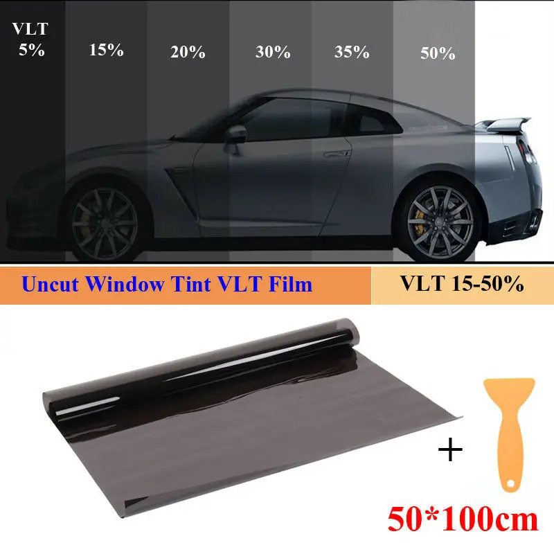 50cmx1M Black Glass Window Tint Shade Film VLT 5% 15% 20% 25% 35% 50%  Car Roll 