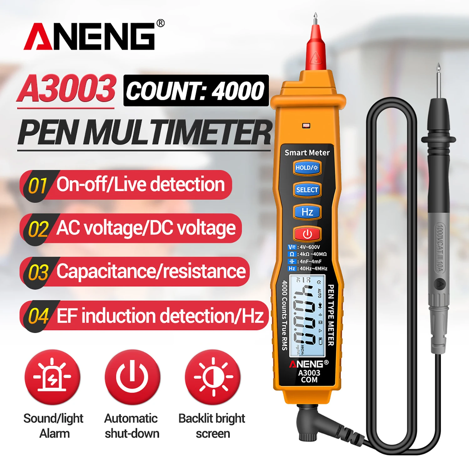 ANENG LCD Digital Multimeter NCV AC/DC Voltmeter Ohmmeter Volt Tester Pen U2K3 