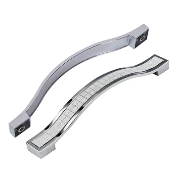 

2 Set Crystal Furniture Handle Bar Grip Handle Kitchen Cabinet Drawer Door Handles Silver 128Mm,6 Pcs & 10 Pcs