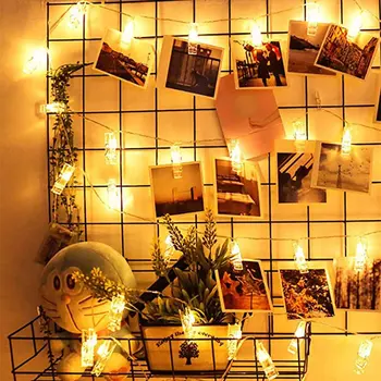 

Copper Wire Light String Photo Clip Usb Battery Box Led Copper Wire Lamp Christmas Photo Wall Decoration