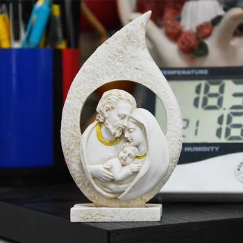 

CATHOLICISM THE HOLY FAMILY STATUE CATHOLIC DECOR RESIN ORNAMENTS 12.5 CM HIGH JESUS NOTRE DAME FIGURINE