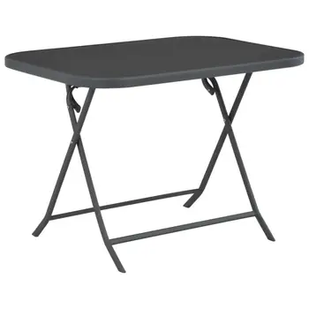 

Simple Folding Table Grey Garden Table Weather-resistant Outdoor Tables for Garden Patio Balcony Glass Top and Steel 100x75x72cm