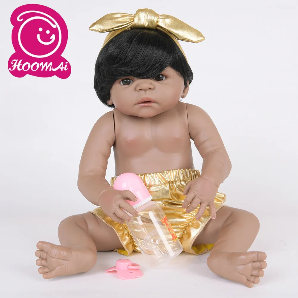 57 см силиконовая кукла для новорожденных черная девочка Boneca виниловая Принцесса