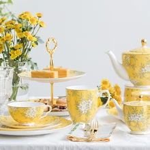 EECAMAIL Bone China Geschirr Geschirr Set Hause Europäischen Luxus Blume Keramik Reis Schüssel Platte Amerikanische Ins Geschirr Home Set(China)