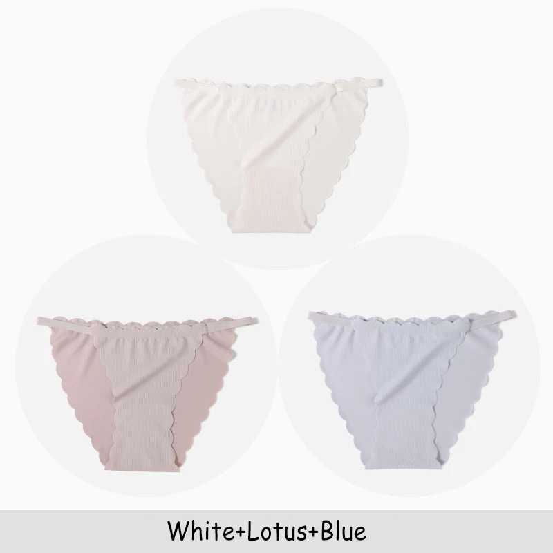 Хлопковые сексуальные женские трусики с талией большого размера бесшовное дышащее нижнее белье DULASI 3 шт./лот трусики для секса трусики для секса - Цвет: White Lotus Blue