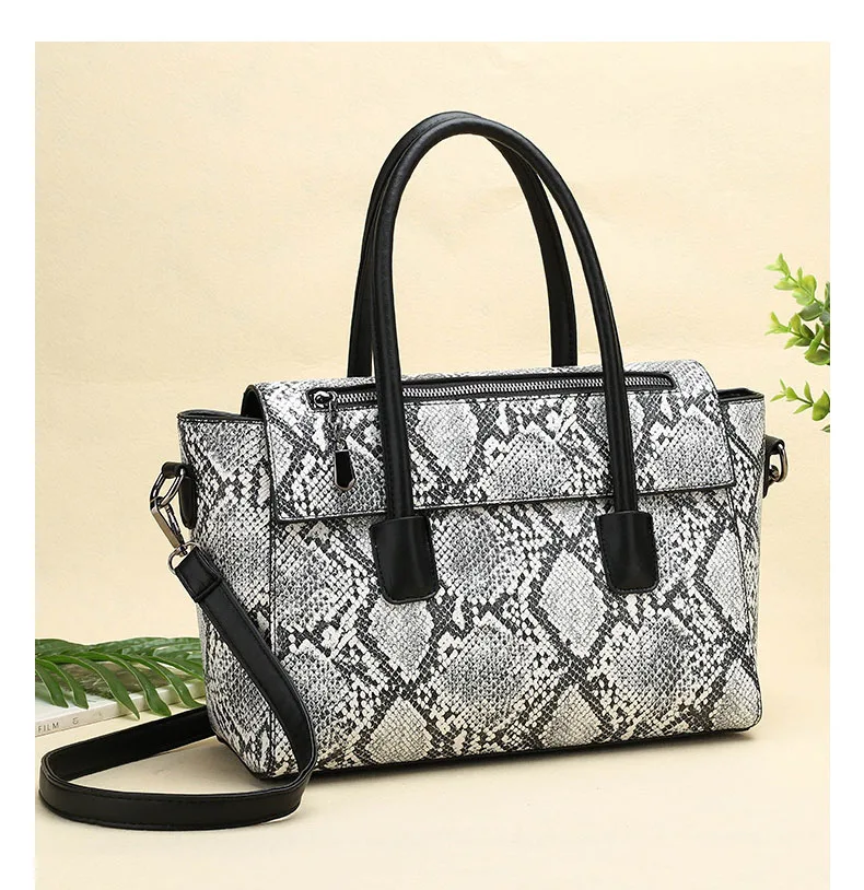 Ladies 2 pcs set Bucket Handbag 2019 Luxury Brand Women Tote Bag Snake Prints Handbags Female PU leather Crossbody Shoulder Bags (2)