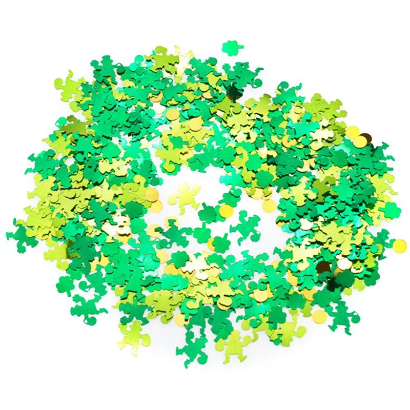 

UPVC Green Three-leaf Clover Goblin Dot Sequins Nail Art Applique Miniatures Party Decorating Confettis