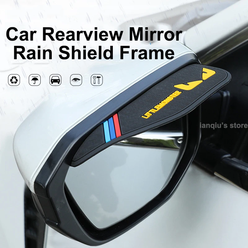 Espejo retrovisor para coche, marco de escudo de lluvia, espejo trasero invertido, escudo soleado, goma suave Universal