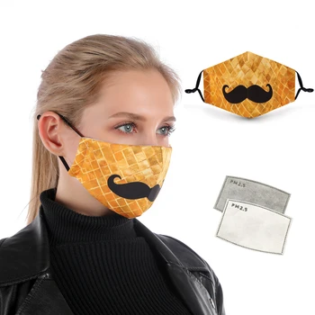 

Zohra Moustache Printing Reusable Protective PM2.5 Filter mouth Mask anti dust Face mask bacteria proof Flu Mask