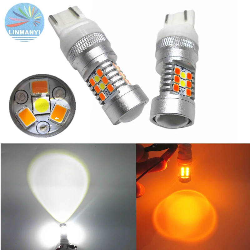 

2 шт. BAY15D стоп-сигналы СИД светильник 1157 7443 3157 Светодиодная лампа 168smd canbus лампы белого и желтого цвета сигнала светильник двойной цвет 12V