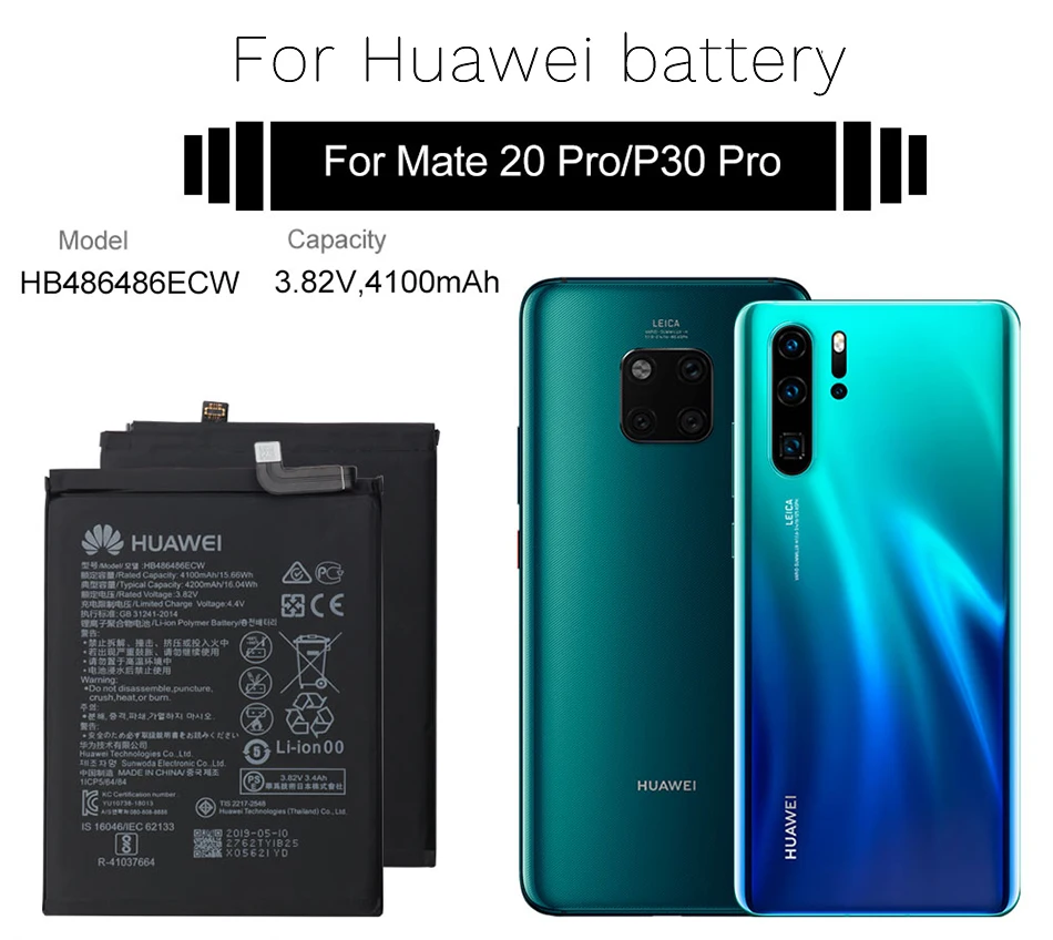 Hua Wei сменный аккумулятор для телефона HB486486ECW 4100/4200 мАч для huawei P30 Pro mate 20 Pro настоящий аккумулятор для телефона+ Инструменты