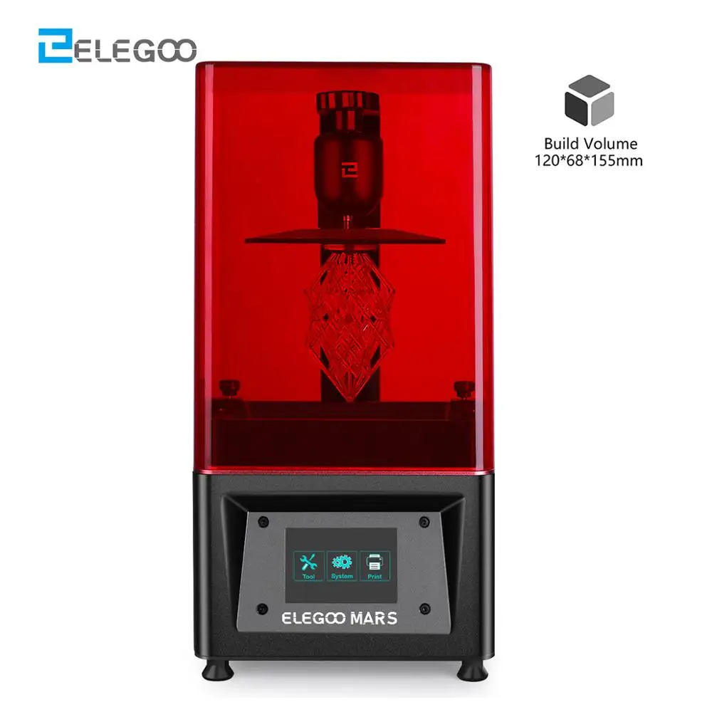 ELEGOO Mars UV Photocuring LCD 3D Printer with 3.5'' Screen Off-line Print 120cm(L) x 70cm(W) x 155cm(H) Printing Size Impresora afbeelding