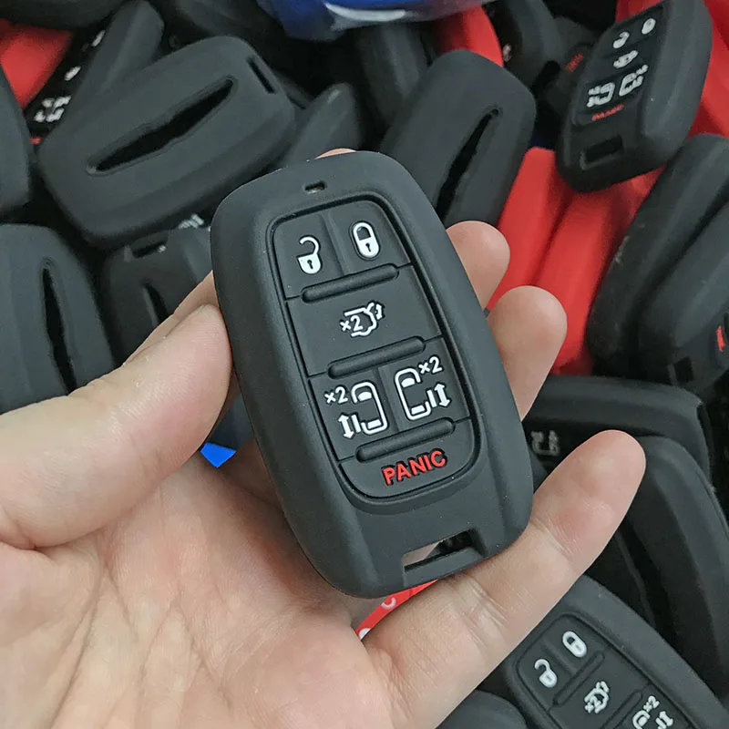 Силиконовый резиновый защитный чехол для автомобильных ключей, набор кожных колпачков, наклейка для CHRYSLER nicfica Mini Van, пульт дистанционного управления без ключа - Название цвета: 6 Buttons Black