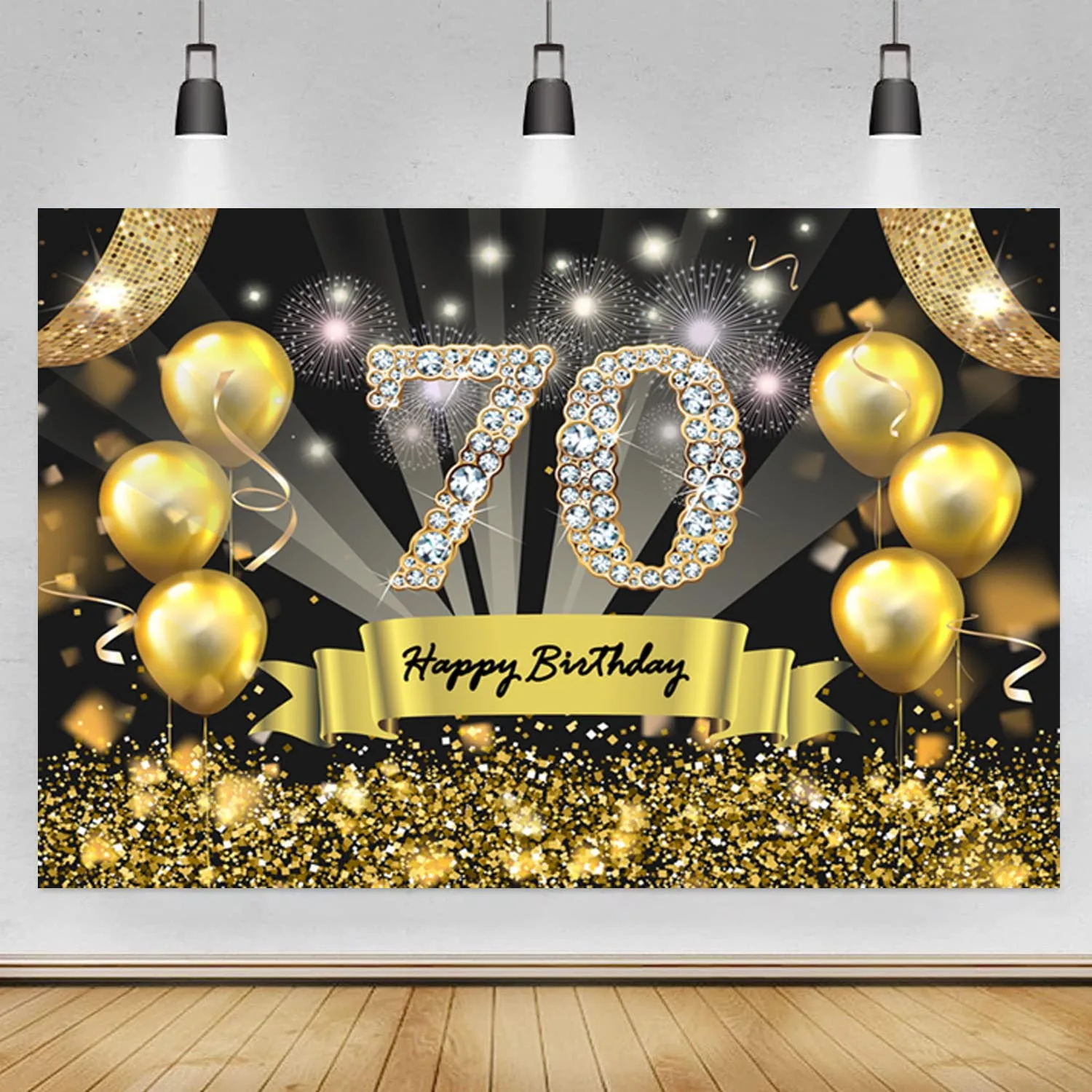 

Фон для фотосъемки с надписью «Happy 70»