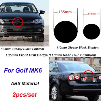 

2Pcs/set for Golf MK6 135mm 110mm ABS Car Front Head Hood Bonnet or Rear Tail Bumper Trunk Boot Mark Badge Emblem Car Styling