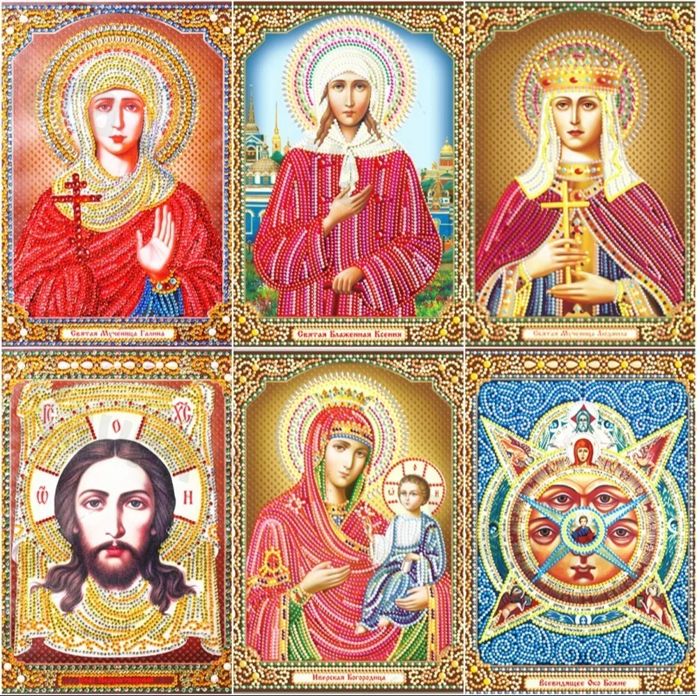 

5D Diy Diamond Painting Religious Full Square Round Rhinestone Cross Stitch Mosaic Diamond Painting Decoration Handmade Products