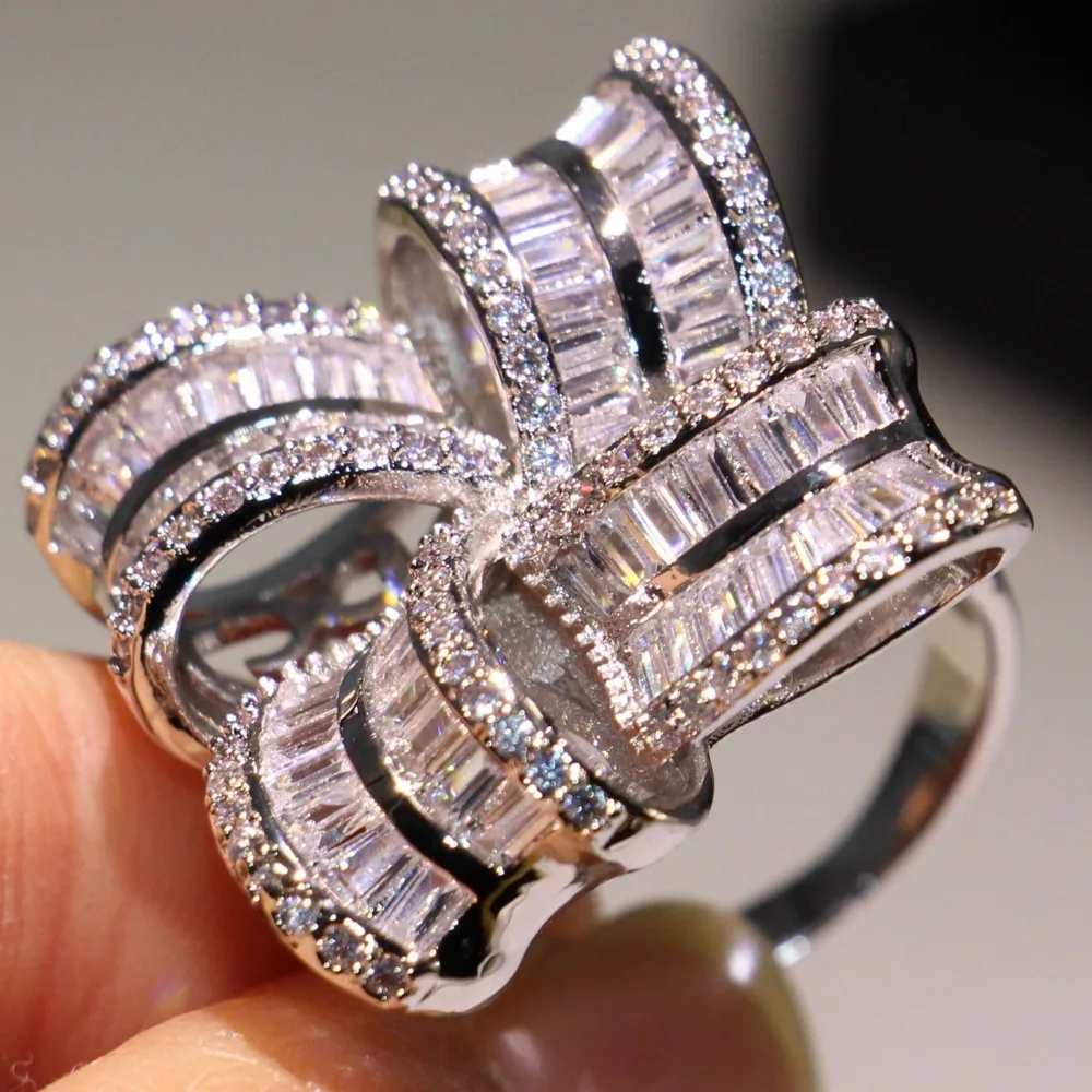 YaYI Jewelry Princess Cut AAA+ White Cubic Zirconia Silver Color Engagement Wedding Heart Rings Party Rings Gifts