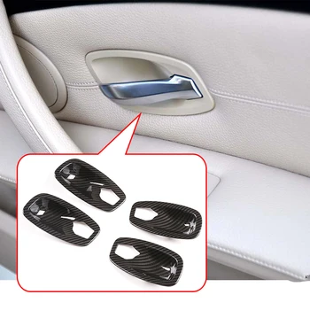 

4 Pcs ABS Chrome Carbon Fiber Car Interior Car Door Bowl Cover Trim For BMW 5 Series E39 E60 E61 Accessories