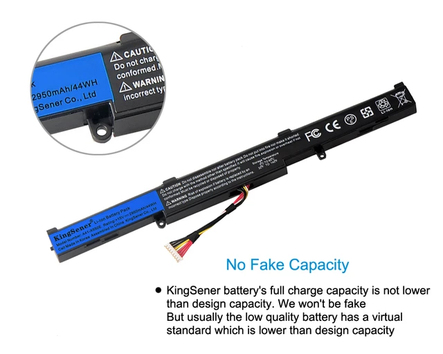 15V 2950mAh 44Wh A41-X550E Laptop Battery For Asus X450 X450E