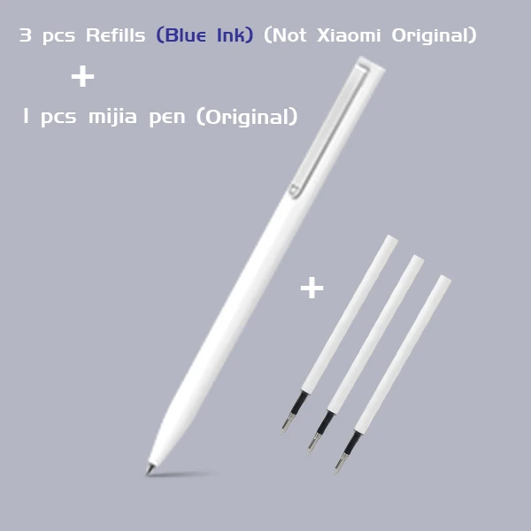 Ручка Xiao mi jia с 0,5 мм швейцарской заправкой 143 мм роликовый шариковый знак ручка mi Xio mi Sign шариковые черные чернила для ручки - Цвет: 1pen with 3 Blue ink