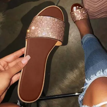 

Plus Size Bling Slippers Women Crystal Roman Flats Slippers Zapatos De Mujer Casual Beach Shoes Woman Sandalias Mujer 2020 #25