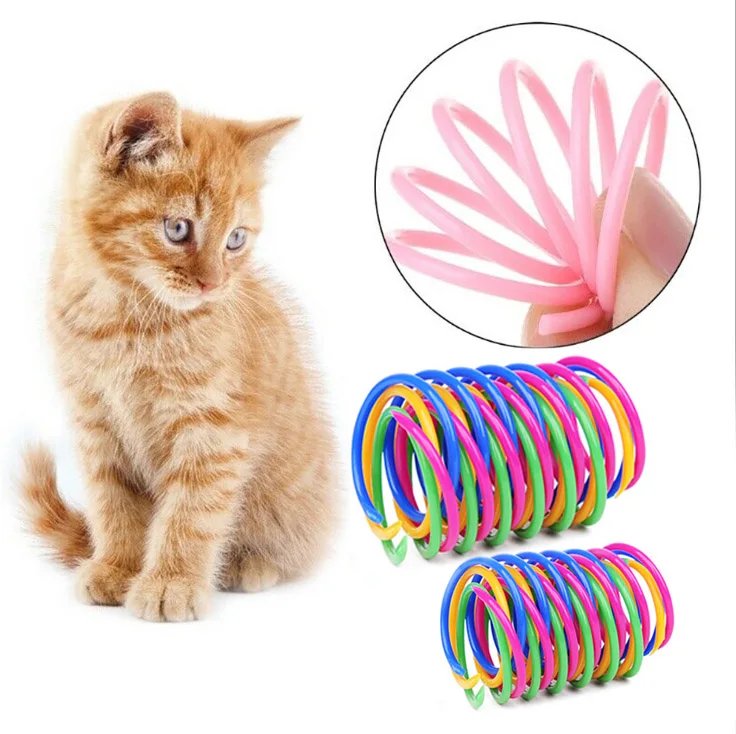 pet toys luxury 4/8/16/20pcs Kitten Cat Toys Wide Durable Heavy Gauge Cat Spring Toy Colorful Springs Cat Pet Toy Coil Spiral Springs Pet Intera lamb chop dog toy