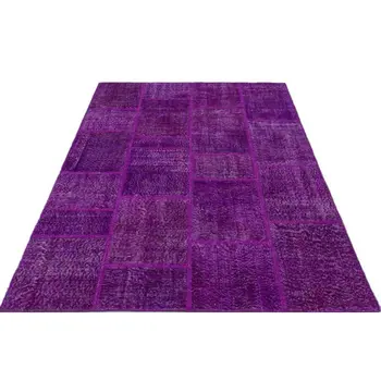 

Handmade Purple Vintage Overdyed Patchwork Area Rug 160x230 Cm-5'3''X7'7''