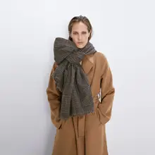 ZA Winter Retro Imitation Cashmere Plaid Scarf Thick Warm Houndstooth Shawl Scarf Women Family Lovers Warm Wild Scarves