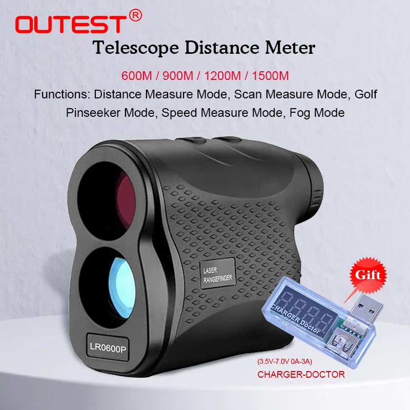 OUTEST лазерный дальномер для охоты 600 м 900 1200 1500 телескоп гольфа спортивный цифровой