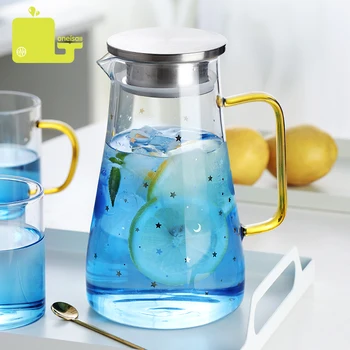 

1.5L 2.0 LCold Glass Water Bottle Jar Kettle Transparent Large Capacity Heat Resistant Water Pot with Handle Teapot Pitchers