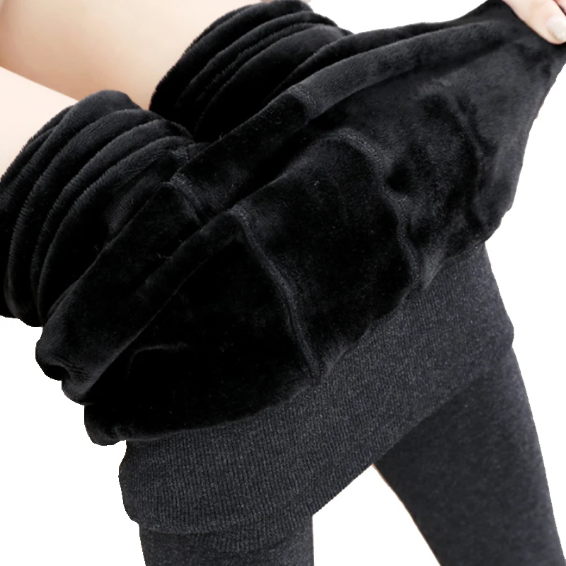 

TOIVOTUKSIA 500g Warm Women's Plus Velvet Winter Leggings Keep Warm Solid Pants High Waist Large Size Women Leggings