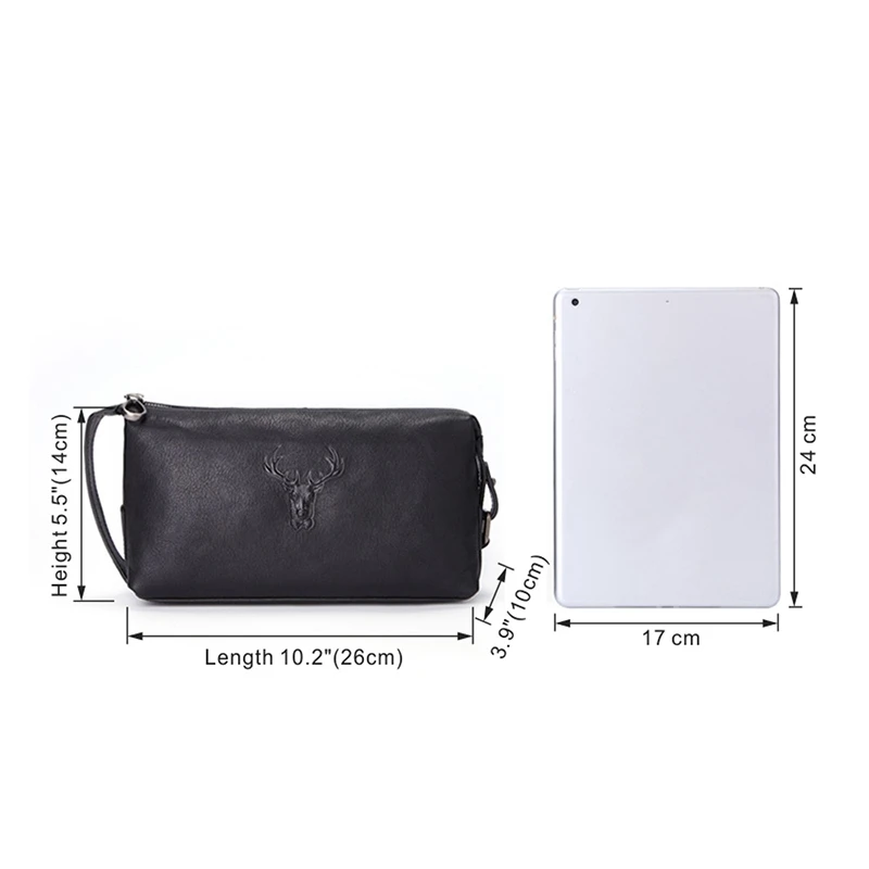 

Cosmetic Case Men First Layer Cowhide Waterproof Toiletry Wash Bag High Capacity Handbag Travel Women Make Up Bag Zipper Organiz