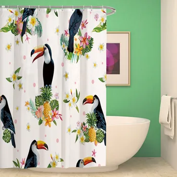 

Bird Flower Printed Shower Curtains Bathroom Curtain Fabric Funny Shower Curtain Macrame Home Decoration