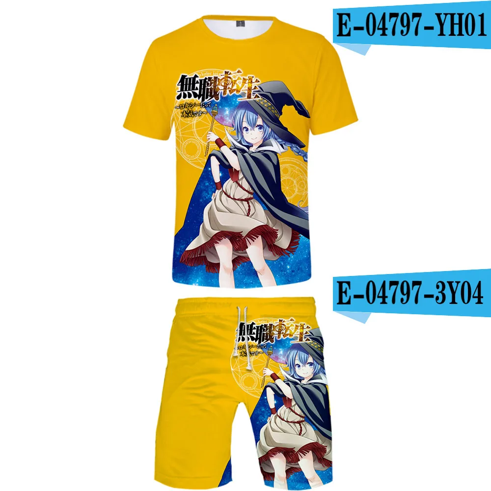 1 Mushoku tensei с 3D принтом для женщин/мужчин комплект из двух предметов Модный летний укороченный топ+ шорты Лидер продаж kpop уличная одежда - Цвет: 1