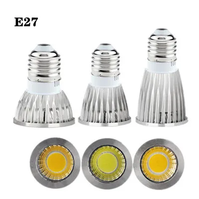 E27 85-265V Светодиодный лампы E27 GU5.3 GU10 MR16 светодиодный COB Точечный светильник с регулируемой яркостью, 9 Вт, 12 Вт, 15 Вт, точечный светильник лампа led светодиодные лампы высокой мощности DC12V или AC85-265V - Испускаемый цвет: E27 85-265V