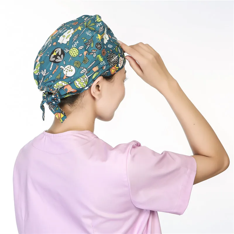 Ветеринарная больница шляпы для работы с мультяшным принтом хирургическая Кепка Операционная для докторов медработников хирургические