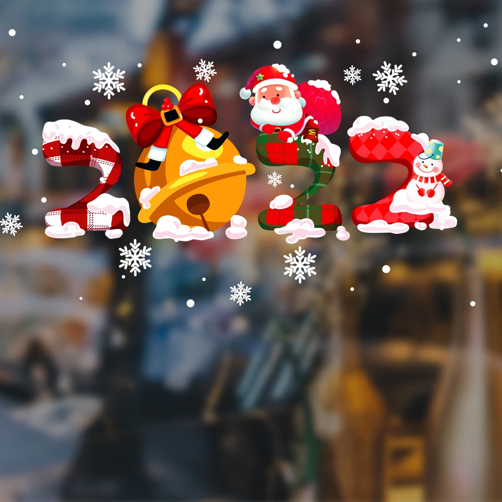 Mr Christmas 2022 2022 Christmas Wall Sticker Happy New Year Cartoon Snowflake Windows  Sticker Santa Claus Merry Christmas Decorations|Decorative Films| -  Aliexpress