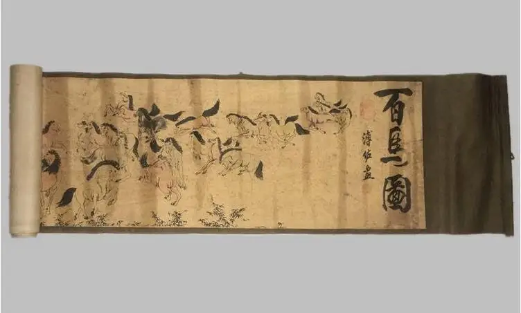 

Antique calligraphy and painting calligraphy scroll painting horse figure