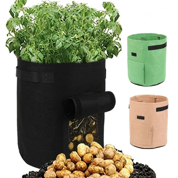 

25x30cm Tomatoes Potatoes Planting Bag Fabric Pot Breathable Pots Container Grow Bag Plant 4 Gallons