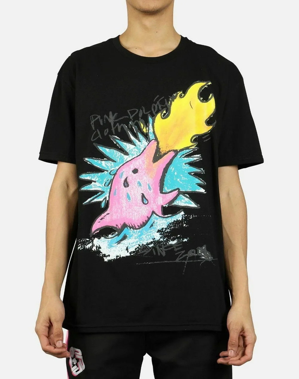 Pink Dolphin Mens Sparked Up Black T-Shirt Script Drip Back Print Tee Cool NWT Cotton New Unisex Funny Tops Shirt | Мужская одежда