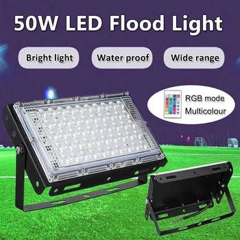 

50W 220-240V LED RGB Floodlight IP66 Waterproof Outdoor Gardens RGB Flood Light Reflector Led Spotlight With Remote Control