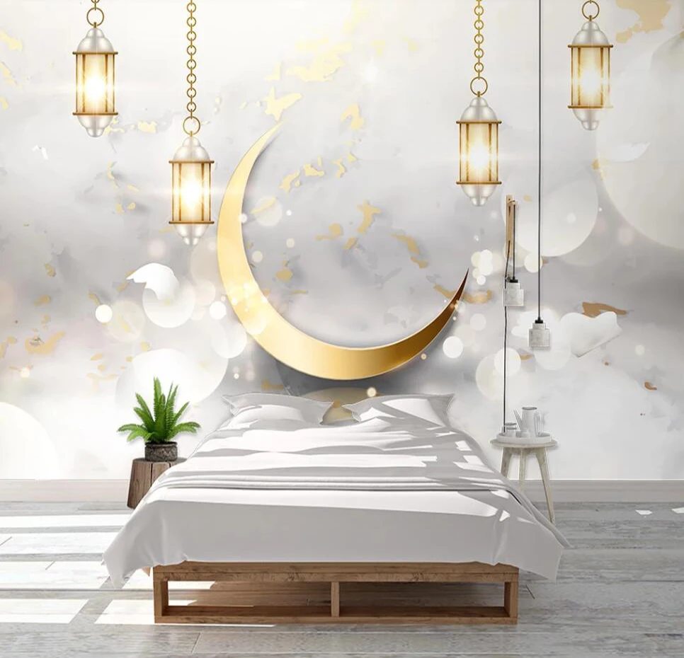 

Custom mural wallpaper 3D beautiful moon light European decoration simple modern light background wall